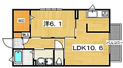 Annex楠葉 1LDKの間取図画像