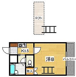 エステート明和一号 1Kの間取図画像