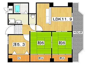 リバーサイド宮之阪  ｜ 大阪府枚方市宮之阪１丁目（賃貸マンション3LDK・3階・66.21㎡） その2