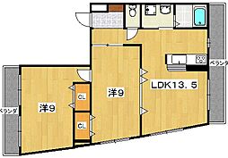 ラガーハイツ3 2LDKの間取図画像