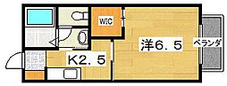 マハロハイツ 1Kの間取図画像