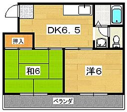 ネオハイツ 2DKの間取図画像
