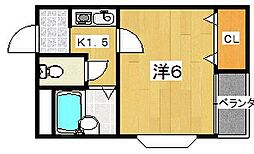 ティアラコート 1Kの間取図画像