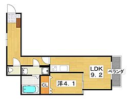 Reterasu光善寺 1LDKの間取図画像