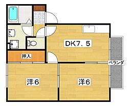 ソレアード翠香園 2DKの間取図画像