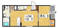 TEKO宮之阪 1LDKの間取図画像