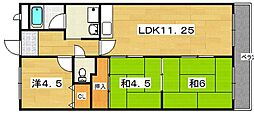 サンヴィレッジ枚方D棟 3LDKの間取図画像