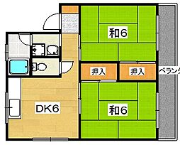 高塚コーポラス 2DKの間取図画像