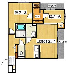 シャーメゾン山戸 2LDKの間取図画像