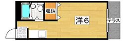 牧野K,B,ハイツ ワンルームの間取図画像