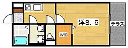 エルクレールEST1 1Kの間取図画像