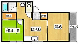 ハイツ長谷川 2DKの間取図画像