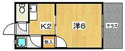 永村ハイツ 1Kの間取図画像
