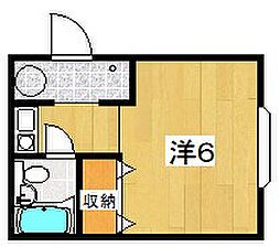 コーポラス禁野 1Kの間取図画像