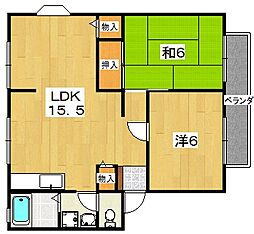 サンライフ山戸 2LDKの間取図画像