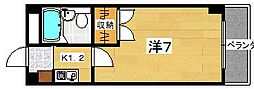 富士第一ビル 1Kの間取図画像