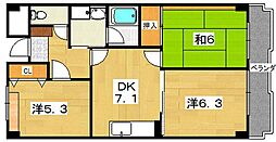 レスポワール星田 3DKの間取図画像