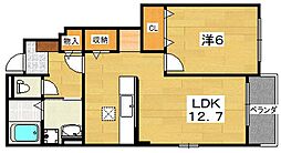 モントレア藤阪 1LDKの間取図画像