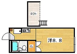 ELLEMAISONフジサカ 1Kの間取図画像