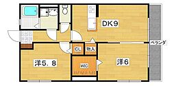 エデンの南 2DKの間取図画像