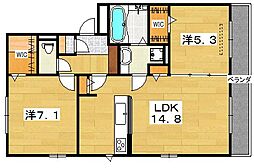 ラヴィーベル 2LDKの間取図画像