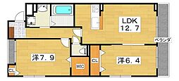サンリットハーモニー 2LDKの間取図画像