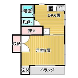 須永ハイツ 1DKの間取図画像