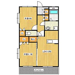 ヴェルサンルージュ 2LDKの間取図画像