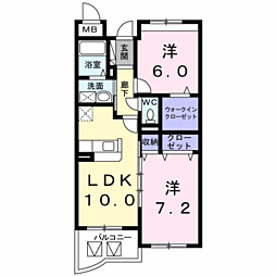 マンショングレイスエレガント 2LDKの間取図画像