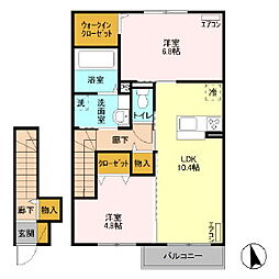 フルール 2LDKの間取図画像