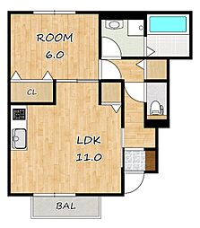 クレインハウス 1LDKの間取図画像