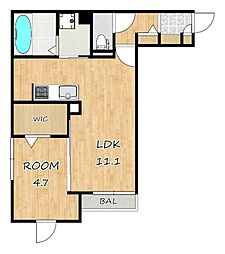 エスポワール飛鳥 1LDKの間取図画像