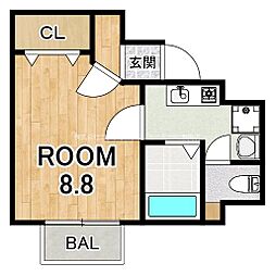GRANDCHARIOT ワンルームの間取図画像