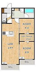 Hama L'Atrium 2LDKの間取図画像