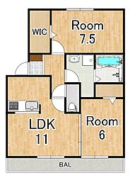 ユートピア 2LDKの間取図画像