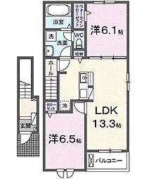 メゾンマツオII 2LDKの間取図画像