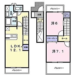 コーポ勢多2番館 2LDKの間取図画像