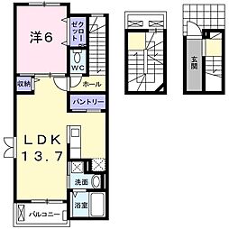 アクアビュー石山 1LDKの間取図画像