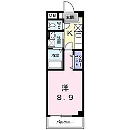 ボヌールS 1Kの間取図画像