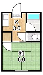 コーポ草津 1DKの間取図画像
