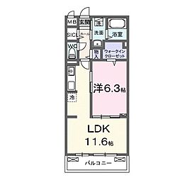 ノルド フィウーメ 1LDKの間取図画像