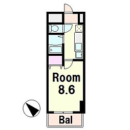 KRESS草津 1Kの間取図画像