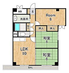 草津ロイヤルプラザ 3LDKの間取図画像
