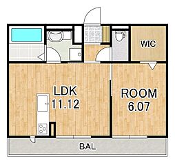 FRAN小柿 1LDKの間取図画像