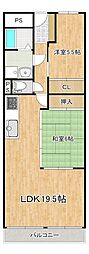 シャルマンコーポ草津-2 2LDKの間取図画像