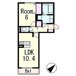 TGardenResidence 1LDKの間取図画像