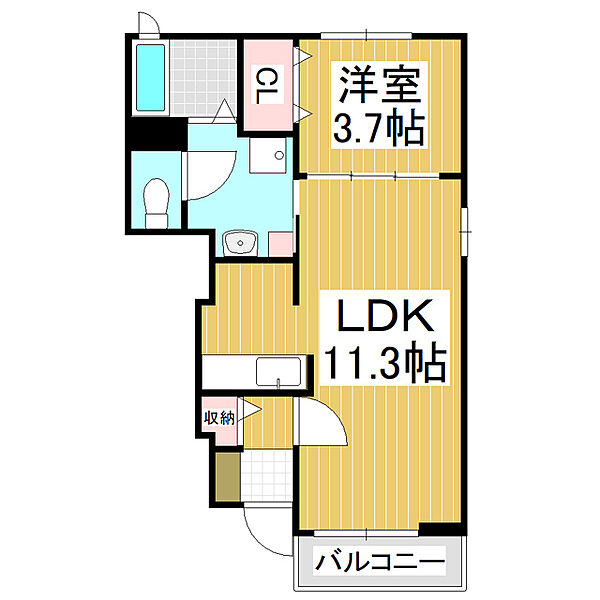 長野県塩尻市大字広丘高出(賃貸アパート1LDK・1階・37.13㎡)の写真 その2