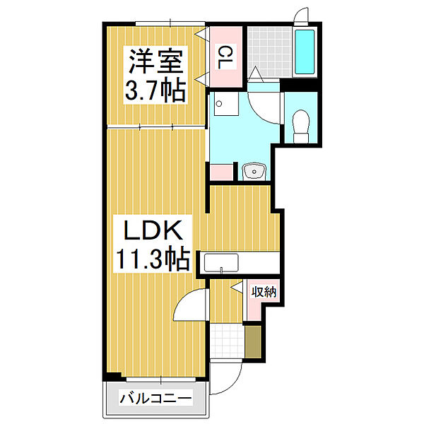 長野県塩尻市大字広丘高出(賃貸アパート1LDK・1階・37.13㎡)の写真 その2