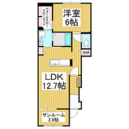 SunnyHillsA 1LDKの間取図画像