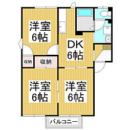 フレグランス奥原 3DKの間取図画像